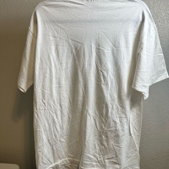 Vintage Hanes Unisex White Graphic Tee Shirt Penguins “Save Our Home” Size Large - Picture 4 of 4